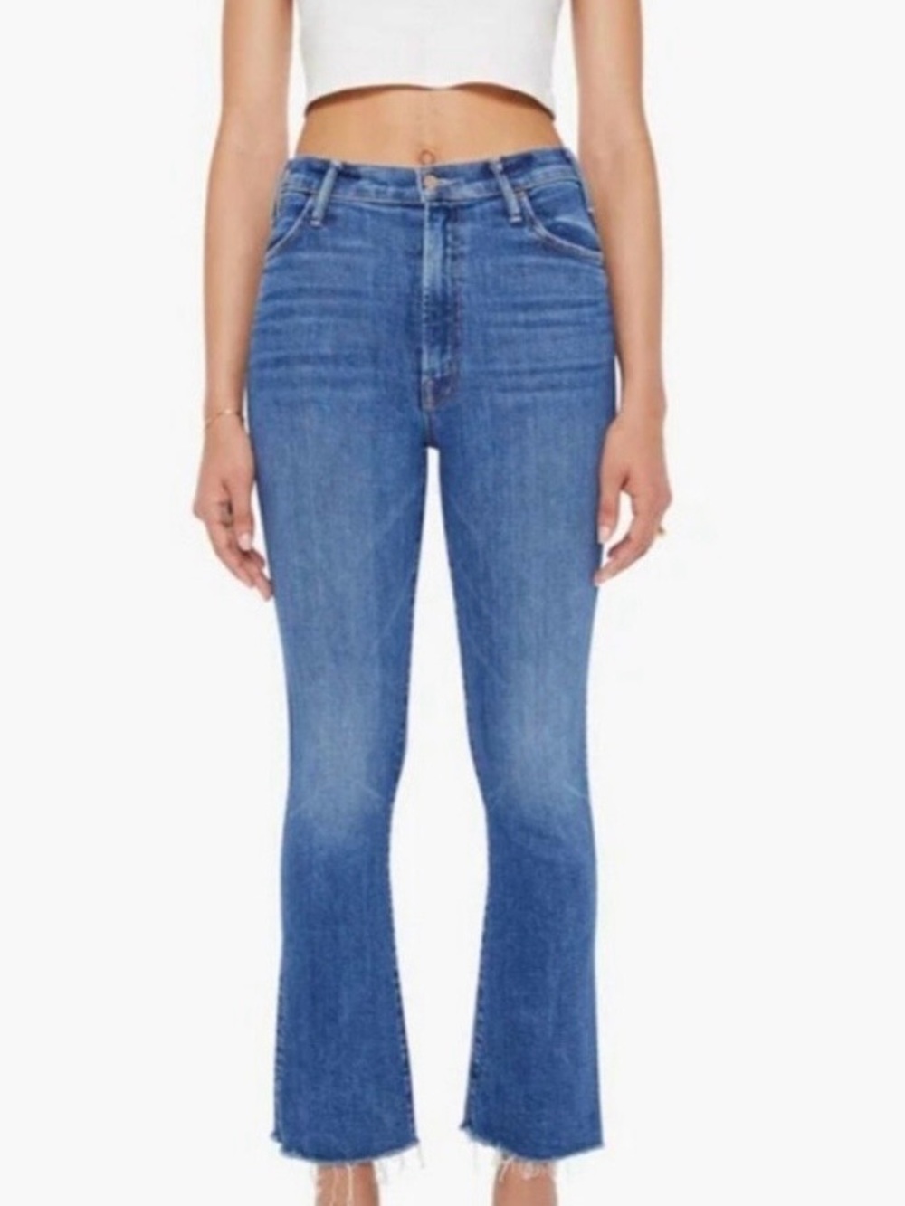 MOTHER The Hustler Ankle Fray Grasping At Straws Flare Jeans Size 27